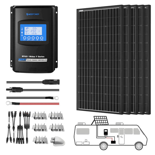 ACOPOWER 100W 12V Mono Solar RV Kits With Charge Controller + Choose Your Custom Bundle | Mono RV Solar Kit - ShopSolar.com