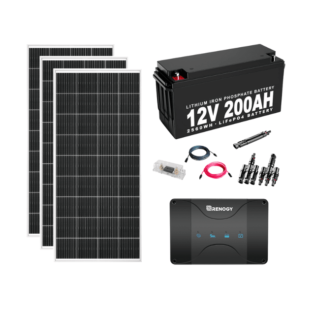 Complete RV Solar Panel Kit - 30A/50A DC-DC Charger + [12V Battery Bank] + 200W 12V Mono Solar Panels | Off-Grid, Mobile, RV - ShopSolar.com