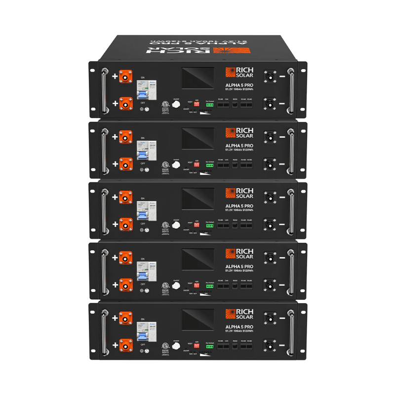 Rich Solar ALPHA 5 PRO Server Rack Battery | 51.2V 100Ah LiFePO4 Battery | 7,000 Lifetime Cycles | 10 Year Warranty | UL1973, UL9540A Certified