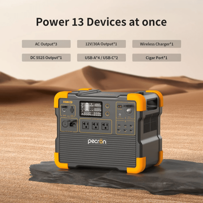 Pecron E1500 LFP 2,200W / 1,536Wh Portable Power Station | 5-Year Warranty - ShopSolar: Complete Solar Kits + Lifetime Customer Support