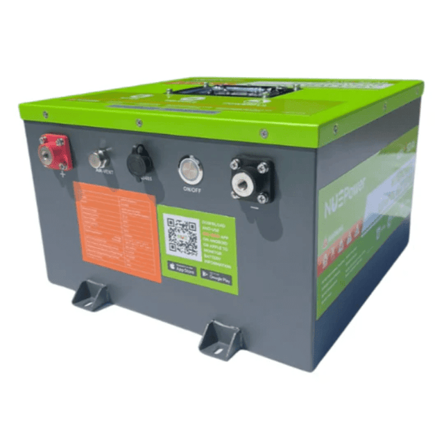 NUEPower 48V 52Ah Metal Case LiFePO4 Battery + Smart Charger Kit | 2,560Wh | IP65 | Bluetooth + LCD + GPS | 5-Year Warranty - ShopSolar: Complete Solar Kits + Lifetime Customer Support