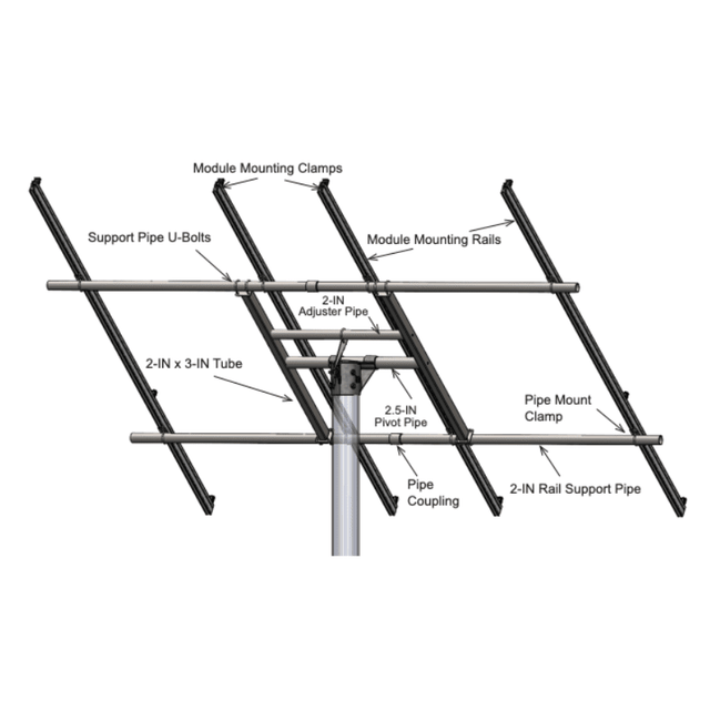 Tamarack Solar Top of Pole Mount for 6 Modules | 6" Sch 40/80 Pole | 10°–60° Tilt | Up to 46.16" Wide | TTP-A-6-70 - ShopSolar: Complete Solar Kits + Lifetime Customer Support