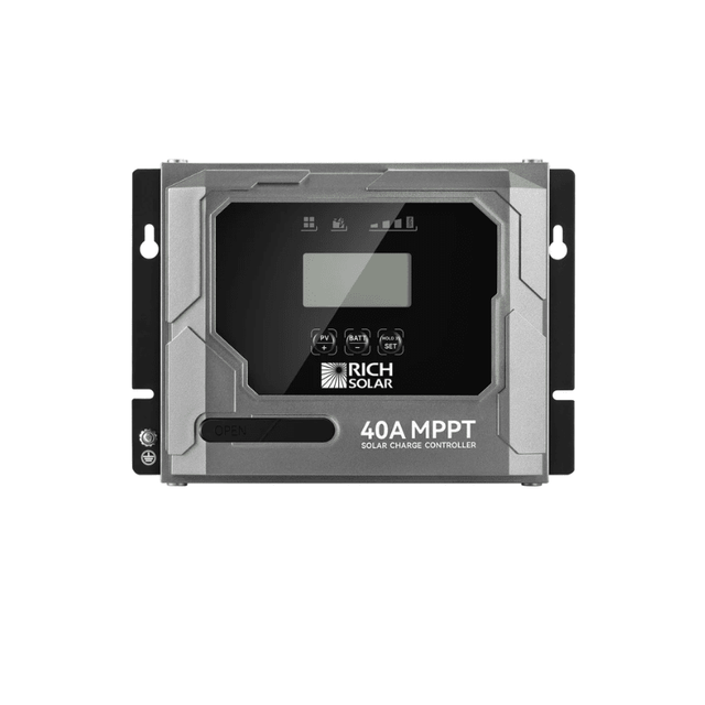Rich Solar Bravo 40A MPPT Solar Charge Controller | 12V/24V Auto-Detect | LCD Display | 5-Year Warranty - ShopSolar.com