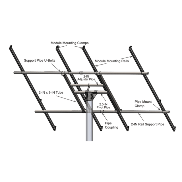 Tamarack Solar Top of Pole Mount for 3 Modules | 4" Sch 40/80 Pole | 10°–60° Tilt | Up to 46.16" Wide | TTP-A-3-70 - ShopSolar: Complete Solar Kits + Lifetime Customer Support