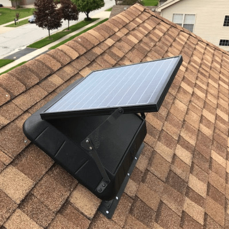 Sunrise Solar Attic Fan - Tilting Panel | 45W | Adjustable Solar Panel | Flat or Curb Base Options | 25-Year Warranty - ShopSolar: Complete Solar Kits + Lifetime Customer Support