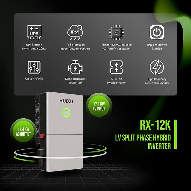 RUiXU Split Phase Hybrid Inverter | RX-12K | UL1741 - ShopSolar.com