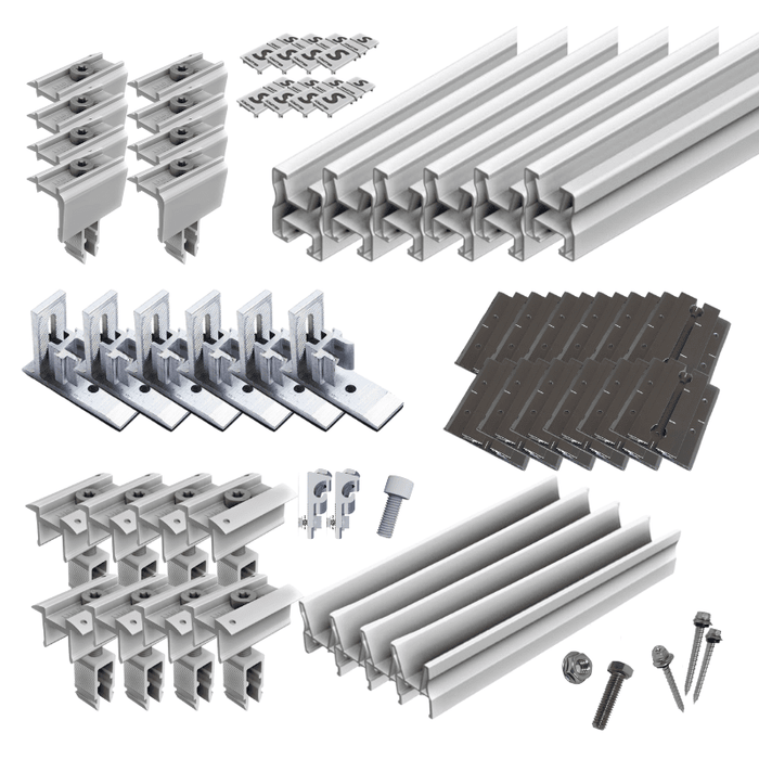 White Rack For Solar Panel Solar Panel Roof Rack Kit | 6 / 12 / 18 / 24 x 300-400W Solar Panels ...
