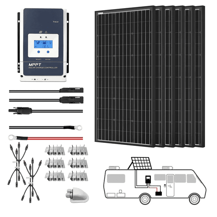 6 x 100W Mono RV Kit w/ 40A Charge Controller