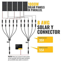 BougeRV Solar Y Connector Solar Panel Parallel Connectors Extra Long 5 to 1 Cable - ShopSolar.com