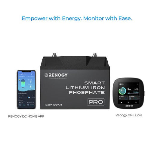 Renogy 12V 100Ah Pro Smart Lithium Iron Phosphate Battery w/Bluetooth & Self-heating Function - ShopSolar.com