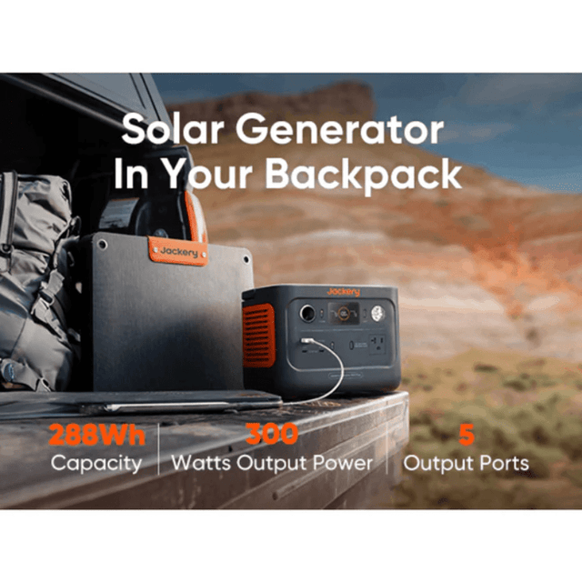 Jackery Explorer [300 PLUS] - 288Wh Power Station + SolarSaga 40W Panel | 300W Output | 11 lbs | App Control | 5-Year Warranty - ShopSolar: Complete Solar Kits + Lifetime Customer Support