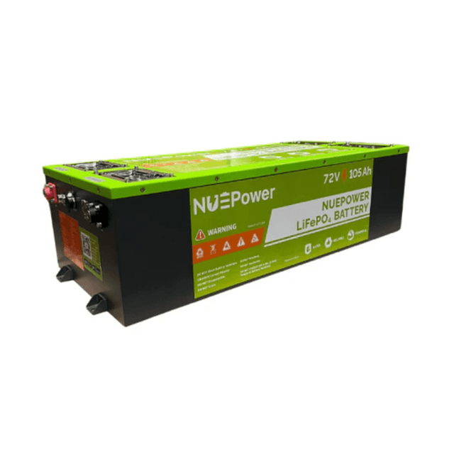 NUEPower 72V 105Ah LiFePO4 Battery & Smart Charger Kit | 7,680Wh | IP65 Metal Case + Bluetooth & LCD | Off-Grid, EV & Marine Ready | 5-Year Warranty - ShopSolar: Complete Solar Kits + Lifetime Customer Support