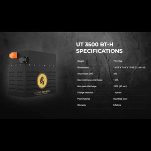 Lion Energy UT 3500-BT-H | 3,584Wh 12V Lithium Battery | Heated + Bluetooth | 150A BMS | 10-Year Warranty - ShopSolar: Complete Solar Kits + Lifetime Customer Support
