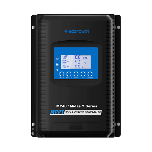 ACOPOWER Midas 40A MPPT Negative Ground Solar Panel Charge Controller LCD Display - ShopSolar.com