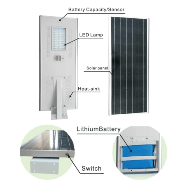 Solar LED Street Light 100 Watt 11000 Lumens 5000K Parking Lot Light Solar All in One Street Light | 5 Years Warranty - ShopSolar.com