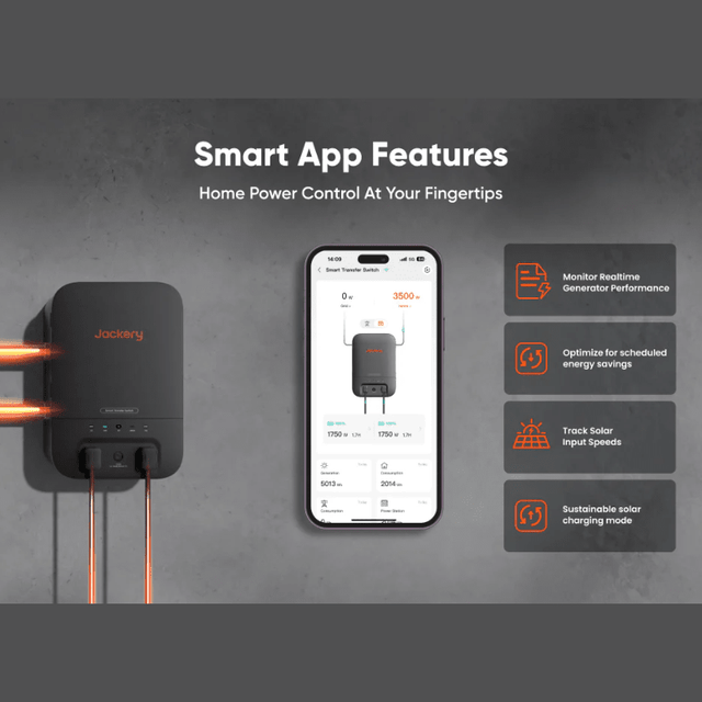 Jackery Smart Transfer Switch | Seamless ≤20ms UPS | Wi-Fi/Bluetooth App Control | Split Phase | 100A Input | 60A Output | Compatible w/ Explorer 5000 Plus - ShopSolar.com