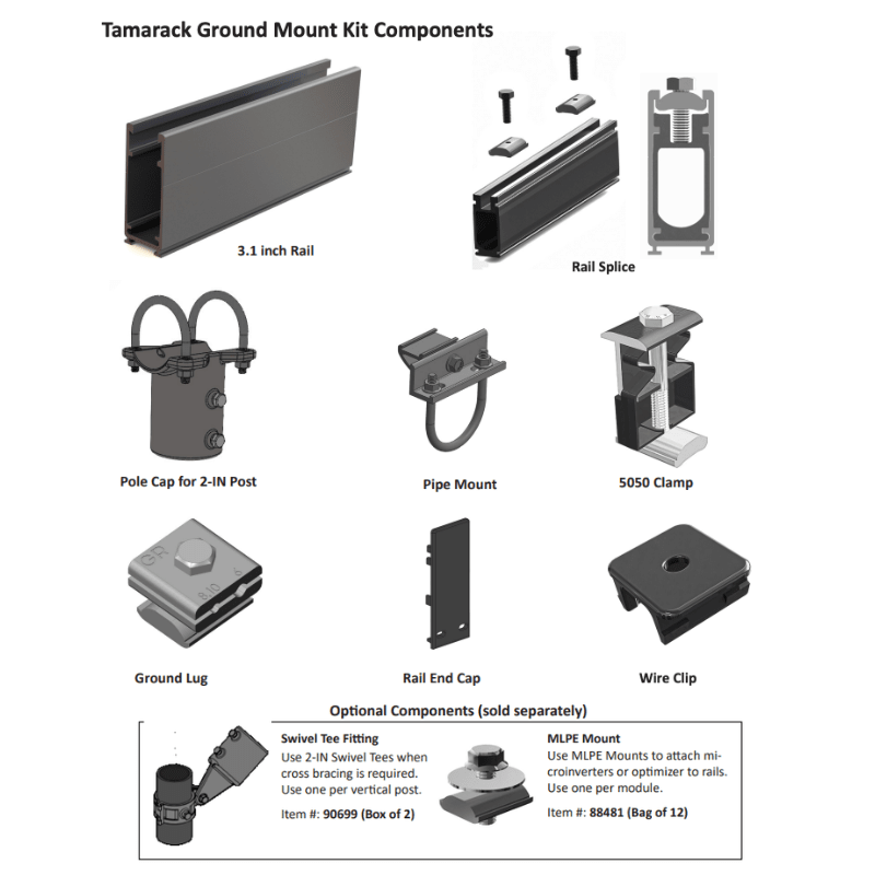 Tamarack Ground Mount Kit | 3 or 4 Modules/Column | 170 MPH Wind, 70 psf Snow | UL 2703 | UPS Shippable - ShopSolar: Complete Solar Kits + Lifetime Customer Support