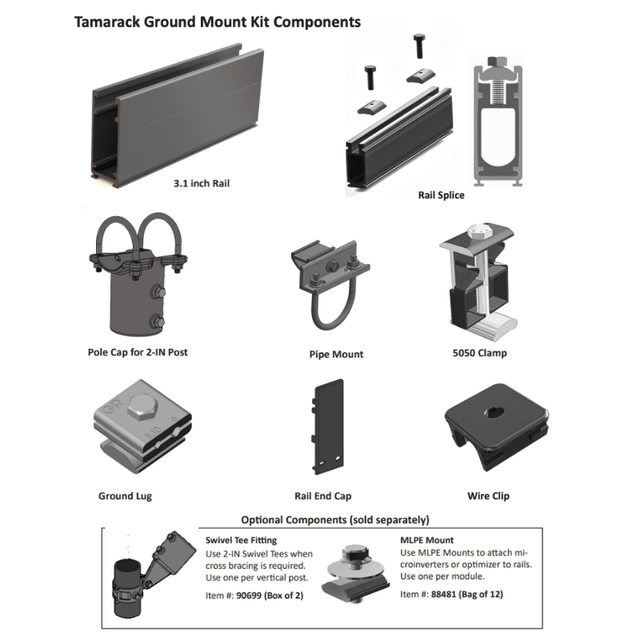 Tamarack Ground Mount Kit | 3 or 4 Modules/Column | 170 MPH Wind, 70 psf Snow | UL 2703 | UPS Shippable - ShopSolar: Complete Solar Kits + Lifetime Customer Support