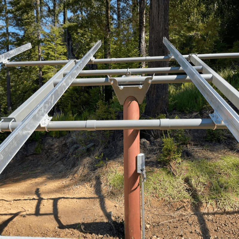 Tamarack Solar Top of Pole Mount for 3 Modules | 4" Sch 40/80 Pole | 10°–60° Tilt | Up to 46.16" Wide | TTP-A-3-70 - ShopSolar: Complete Solar Kits + Lifetime Customer Support