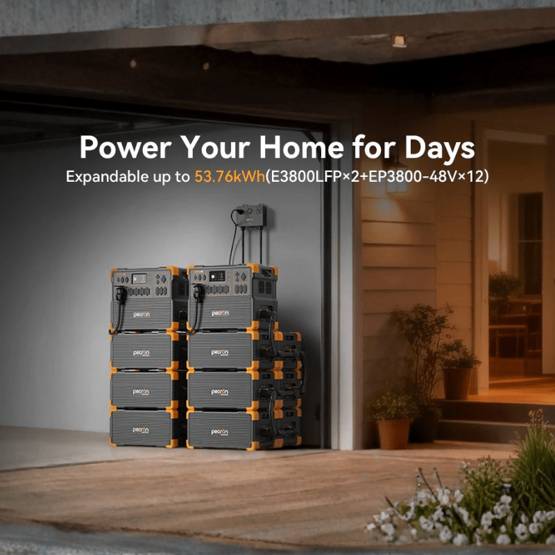 PECRON EP3800-48V | 3,840Wh LiFePO4 Expansion Battery | 51.2V 75Ah | For E1000LFP/E1500LFP/E2400LFP/E3600LFP/F3000LFP