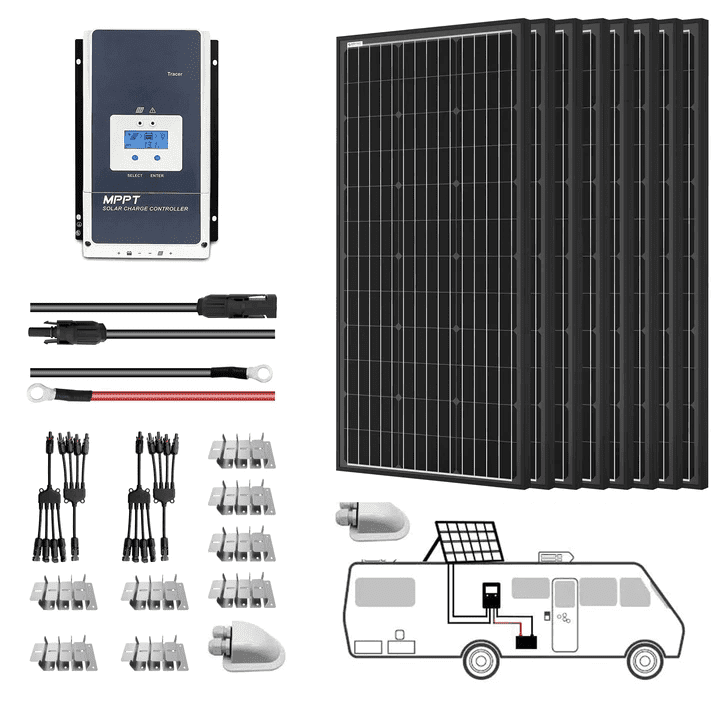 8 x 100W Mono RV Kit w/ 60A Charge Controller