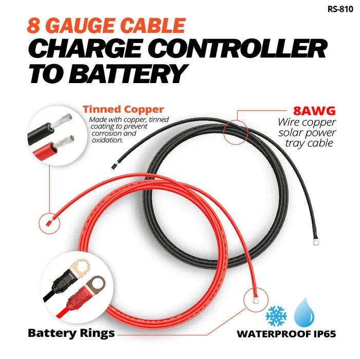 8 Gauge 10 Feet Cable Connect Charge Controller to Battery - ShopSolar.com