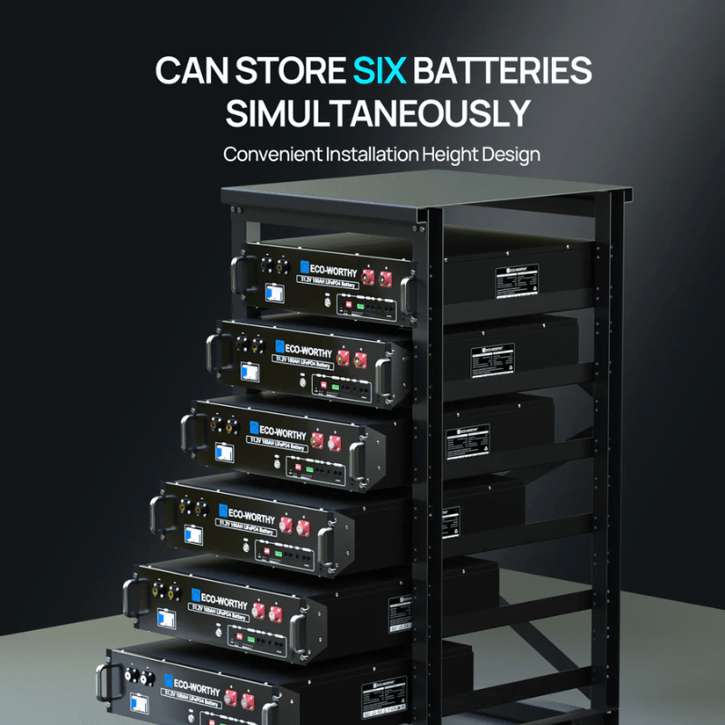 Eco-Worthy 6-Layer 19-Inch Rack for Server Rack Batteries | Holds Up to 6 x 3U Batteries | Heavy-Duty Steel | Easy Assembly - ShopSolar: Complete Solar Kits + Lifetime Customer Support