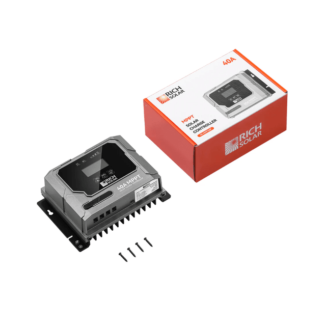 Rich Solar Bravo 40A MPPT Solar Charge Controller | 12V/24V Auto-Detect | LCD Display | 5-Year Warranty - ShopSolar.com