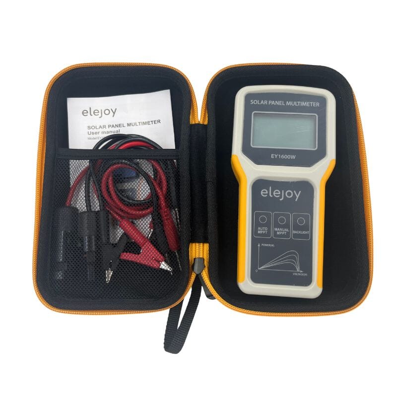 Elejoy 1600W MPPT Solar Panel Multimeter & Watt Meter | Portable PV Performance Tester | No Battery Required | Includes MC-4 & Alligator Clips