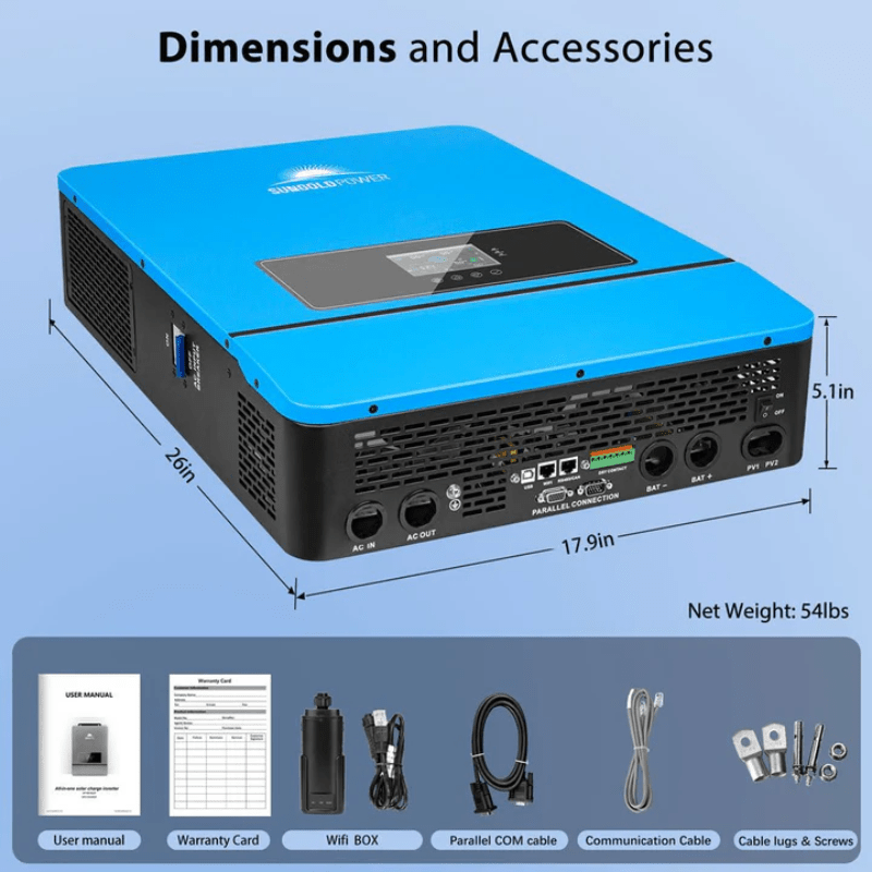 Sungold Power 10kW 48V Split-Phase Solar Inverter | Dual MPPT 11,000W PV (500V) | WiFi Monitoring | UL 1741 (ETL) | Parallel Up to 6 | 2-Year Warranty - ShopSolar: Complete Solar Kits + Lifetime Customer Support