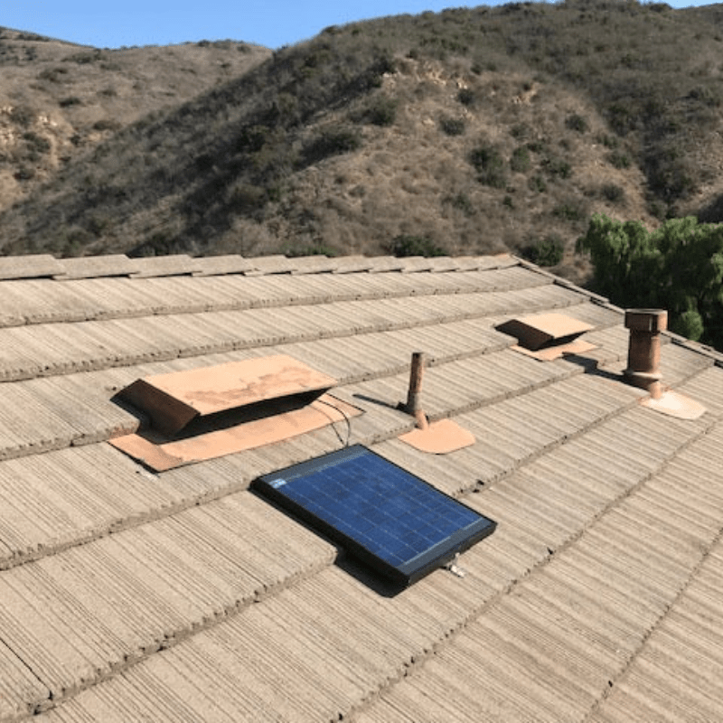 SunRise Solar Attic Fan - Gable Mount | 30W or 45W | 15' Wire | Tile Roof & Vent Compatible | Thermostat Controlled | 25-Year Warranty - ShopSolar: Complete Solar Kits + Lifetime Customer Support