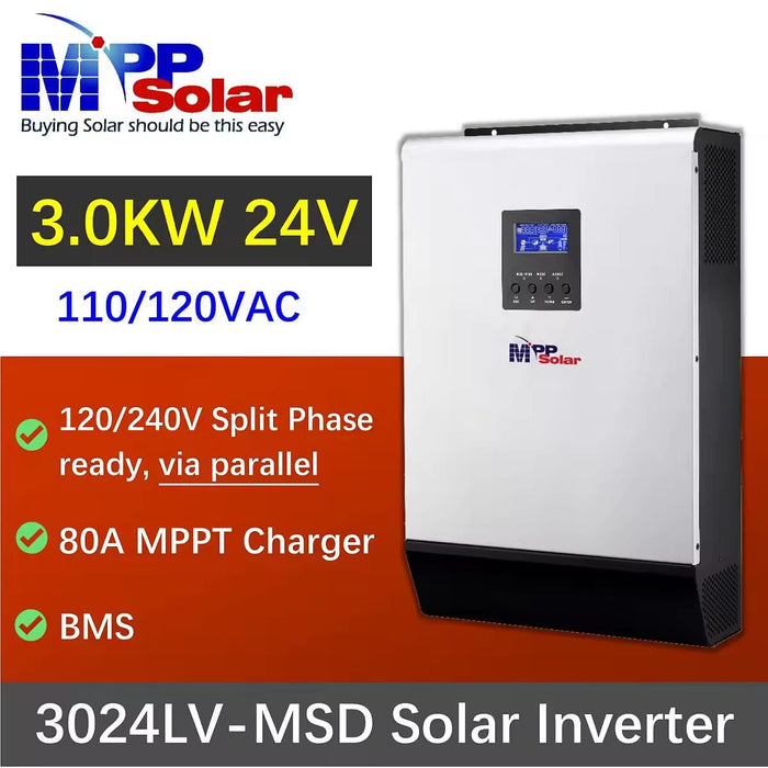 MPP Solar 3000W 110V 24V Low Voltage Solar inverter - ShopSolar.com