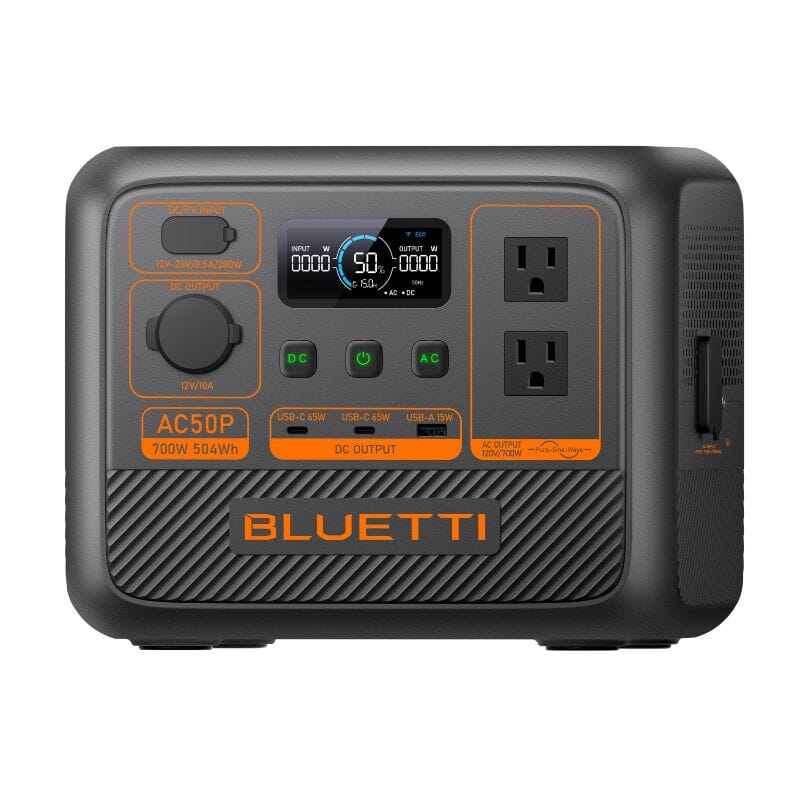 BLUETTI PREMIUM 50 [AC50P] Portable Power Station | 700W / 504Wh LiFePO4 | Turbo-Charge, UPS, App Control | 3,000 Cycles, 2-Year Warranty - ShopSolar: Complete Solar Kits + Lifetime Customer Support