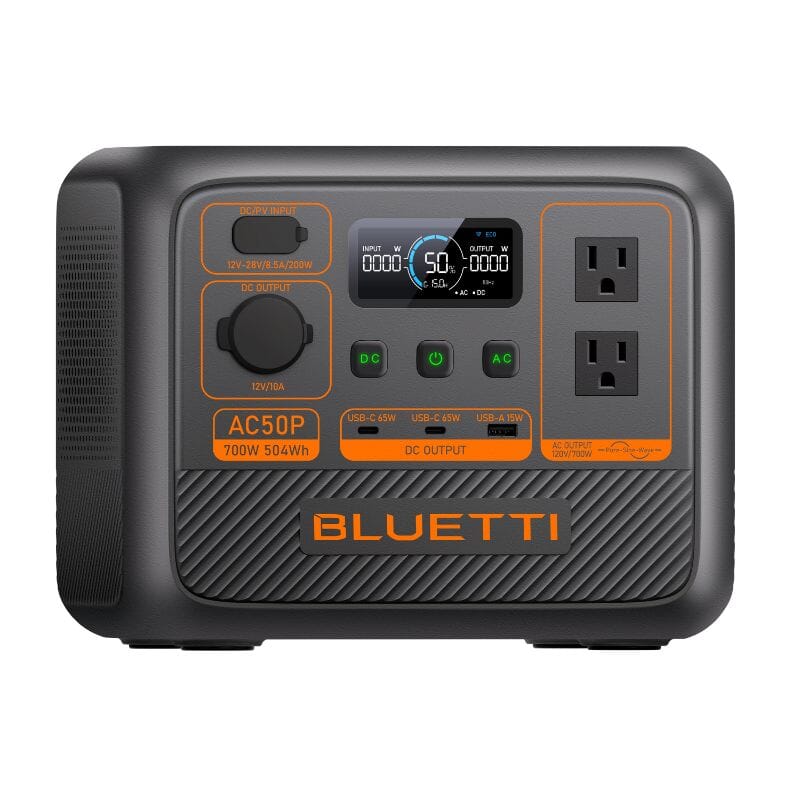 BLUETTI PREMIUM 50 [AC50P] Portable Power Station | 700W / 504Wh LiFePO4 | Turbo-Charge, UPS, App Control | 3,000 Cycles, 2-Year Warranty - ShopSolar: Complete Solar Kits + Lifetime Customer Support