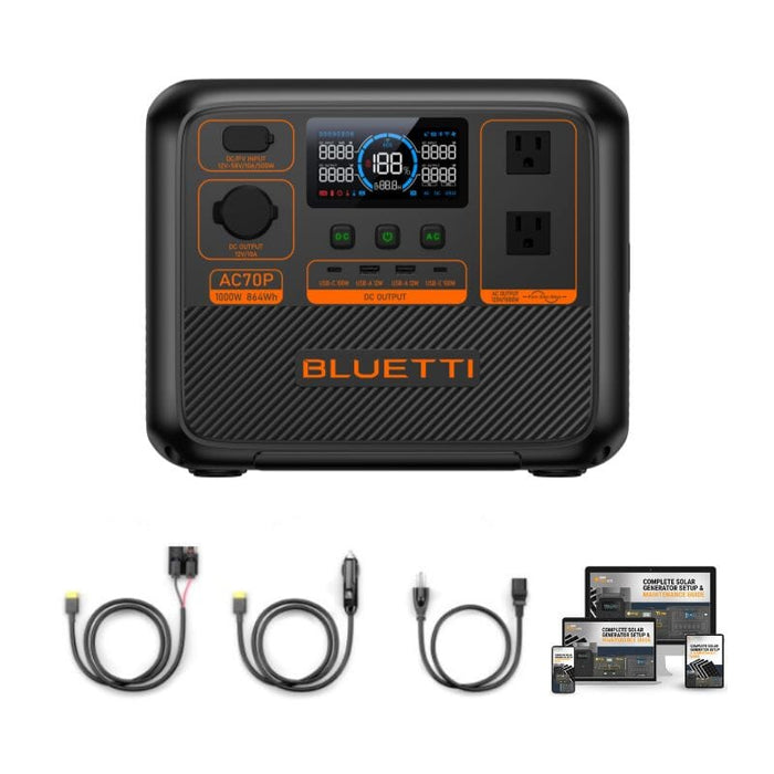 Bluetti AC70P 1000W / 864Wh Portable Power Station + Choose Your Custom Bundle | Solar Generator Kit - ShopSolar.com