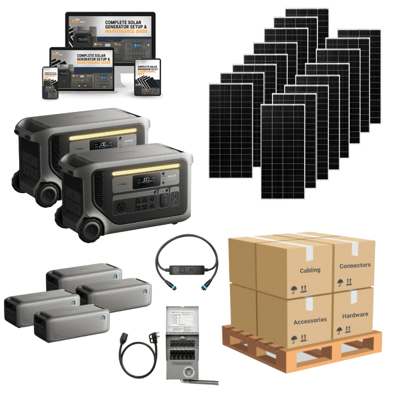 Dual F3000 Backup MAX Kit [16 x 200W Solar Panels | 4 x Expansion Batteries]