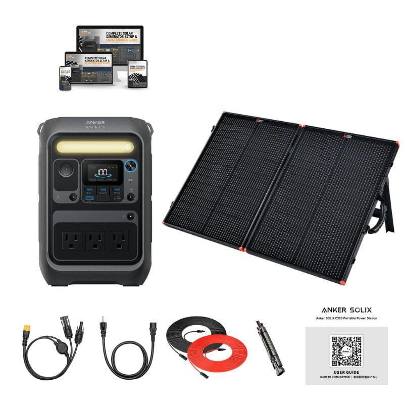 Anker SOLIX C300X 288Wh / 300W Portable Power Station + Choose Custom Solar Panel Bundle Option | 3-Year Warranty | Complete Solar Kit - ShopSolar: Complete Solar Kits + Lifetime Customer Support