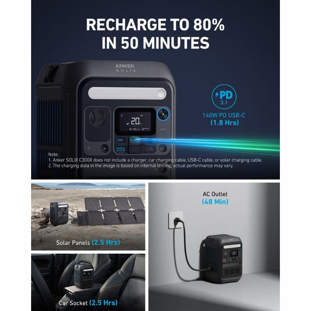 Anker SOLIX C300X 288Wh / 300W Portable Power Station - ShopSolar.com