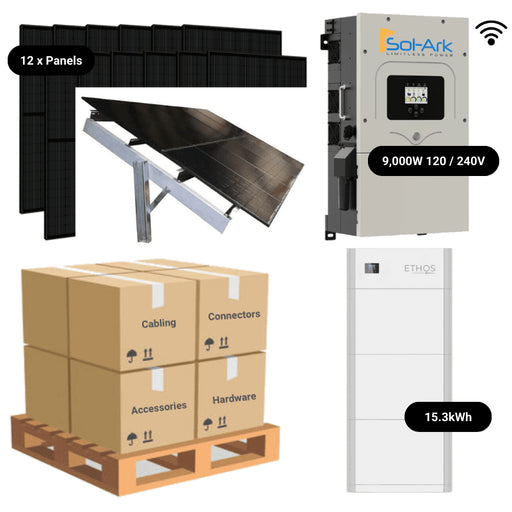 4.8kW Complete Solar Power System - Sol-Ark 12K + [14.3kWh-15.23kWh Lithium Battery Bank] + 12 x 400W Mono Solar Panels | Includes Schematic [BPK-MAX] - ShopSolar.com