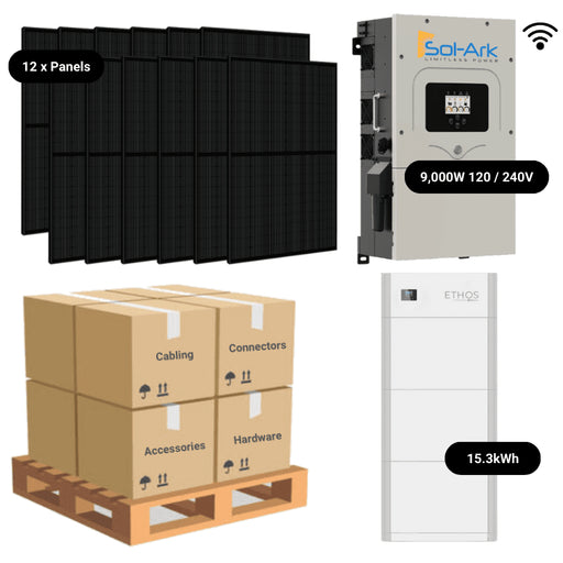 4.8kW Complete Solar Power System - Sol-Ark 12K + [14.3kWh-15.23kWh Lithium Battery Bank] + 12 x 400W Mono Solar Panels | Includes Schematic [BPK-MAX] - ShopSolar.com