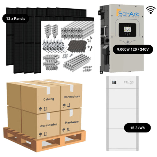 4.8kW Complete Solar Power System - Sol-Ark 12K + [14.3kWh-15.23kWh Lithium Battery Bank] + 12 x 400W Mono Solar Panels | Includes Schematic [BPK-MAX] - ShopSolar.com