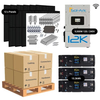 4.8kW Complete Solar Power System - Sol-Ark 12K + [14.3kWh-15.23kWh Lithium Battery Bank] + 12 x 400W Mono Solar Panels | Includes Schematic [BPK-MAX]