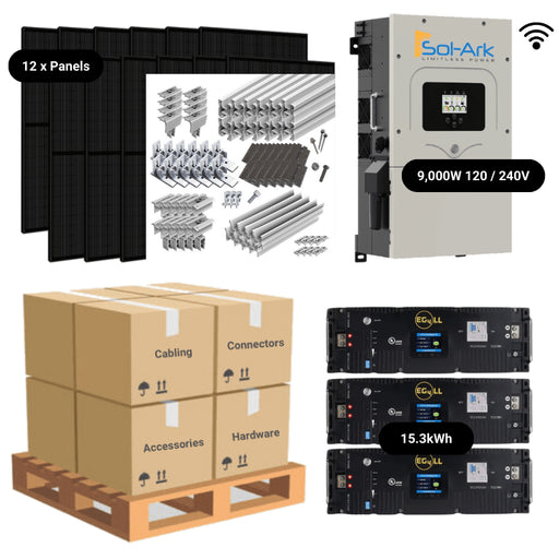 4.8kW Complete Solar Power System - Sol-Ark 12K + [14.3kWh-15.23kWh Lithium Battery Bank] + 12 x 400W Mono Solar Panels | Includes Schematic [BPK-MAX] - ShopSolar.com