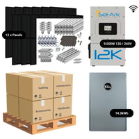 4.8kW Complete Solar Power System - Sol-Ark 12K + [14.3kWh-15.23kWh Lithium Battery Bank] + 12 x 400W Mono Solar Panels | Includes Schematic [BPK-MAX]