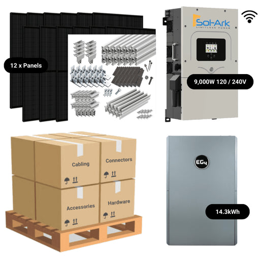 4.8kW Complete Solar Power System - Sol-Ark 12K + [14.3kWh-15.23kWh Lithium Battery Bank] + 12 x 400W Mono Solar Panels | Includes Schematic [BPK-MAX] - ShopSolar.com