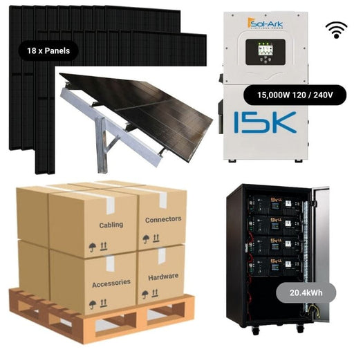 7.2kW Complete Solar Power System - Sol-Ark 15K + [20.4-23.5kWh Lithium Battery Bank] + 18 x 400W Mono Solar Panels | Includes Schematic [BPK-PRO]