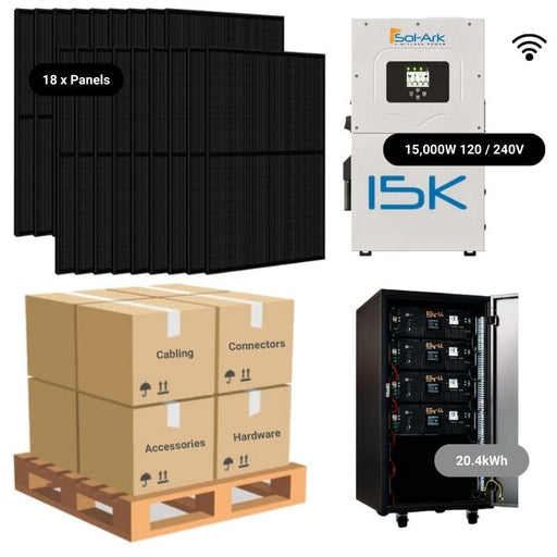 7.2kW Complete Solar Power System - Sol-Ark 15K + [20.4-23.5kWh Lithium Battery Bank] + 18 x 400W Mono Solar Panels | Includes Schematic [BPK-PRO]