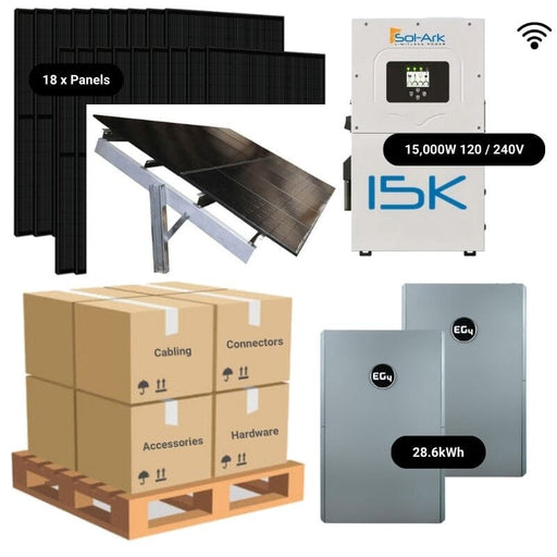 7.2kW Complete Solar Power System - Sol-Ark 15K + [20.4-23.5kWh Lithium Battery Bank] + 18 x 400W Mono Solar Panels | Includes Schematic [BPK-PRO]