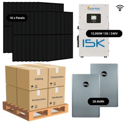 7.2kW Complete Solar Power System - Sol-Ark 15K + [20.4-23.5kWh Lithium Battery Bank] + 18 x 400W Mono Solar Panels | Includes Schematic [BPK-PRO]