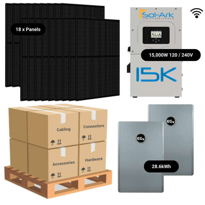 7.2kW Complete Solar Power System - Sol-Ark 15K + [20.4-23.5kWh Lithium Battery Bank] + 18 x 400W Mono Solar Panels | Includes Schematic [BPK-PRO] - ShopSolar.com